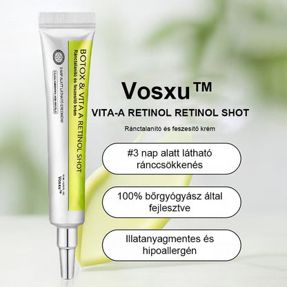 ✨ Vosxu™ Botox & Vita-A Retinol Shot ráncfelvarró szérum ✨ – 💉 Mikro-tűk | 💪 Botox-szerű peptidek | 🌿 Retinol | ⚡ Látható eredmények már 3 nap alatt🎁