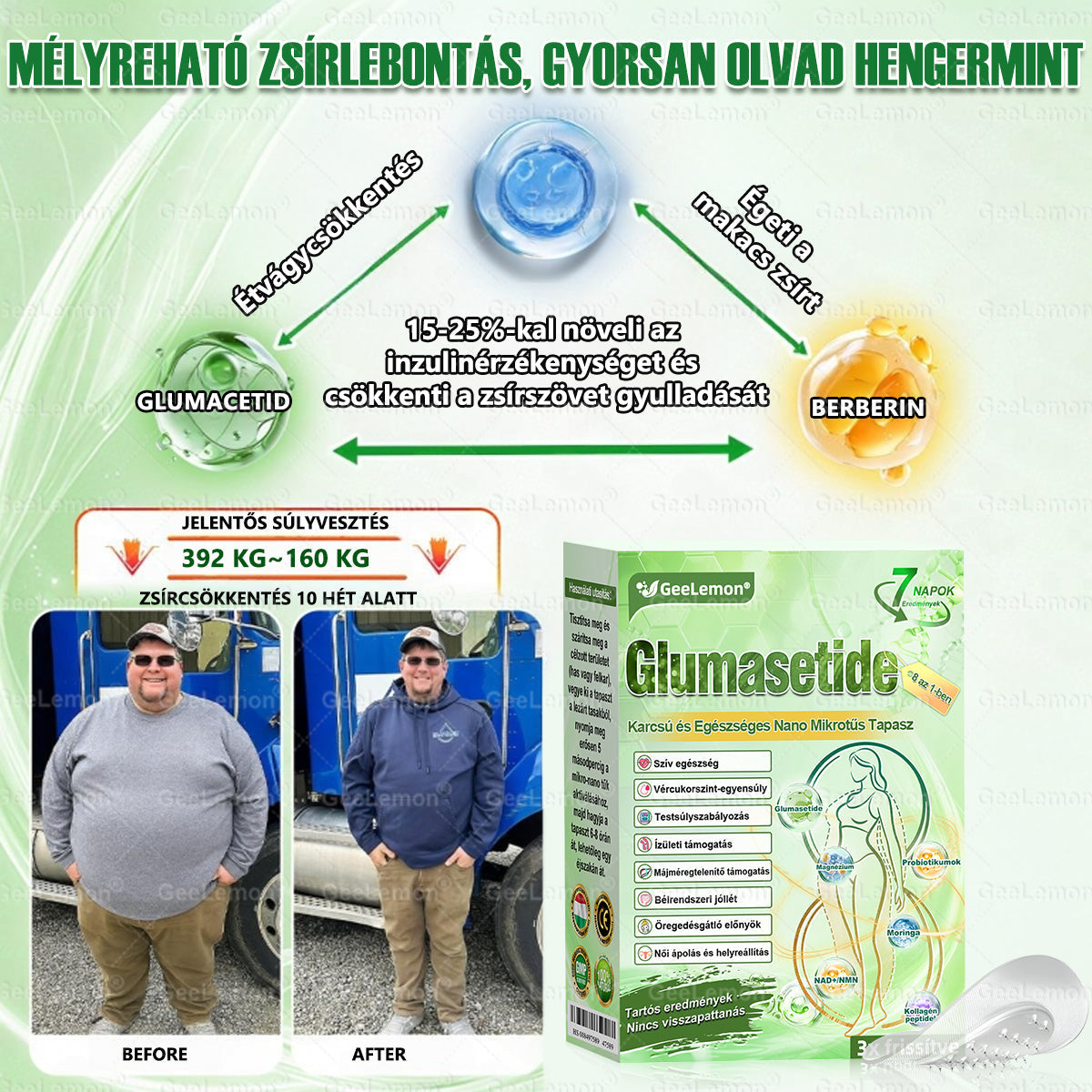 💎𝐆𝐞𝑒𝐿𝑒𝐦𝐨𝐧® Glumasetide 8 az 1-ben Karcsú és Egészséges Nano Mikrotűs Tapasz🩹