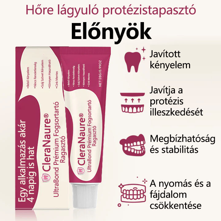 🔥CleraNaure® UltraBond Premium Protézis ragasztó 🔥 Klinikailag bizonyított 4 napos tapadás a biztonságos, kényelmes és cinkmentes protézis rögzítéshez 🔥